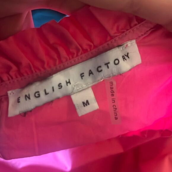 English Factory Pink Ruffled Sleeve Poplin Blouse, size M - Picture 7 of 9